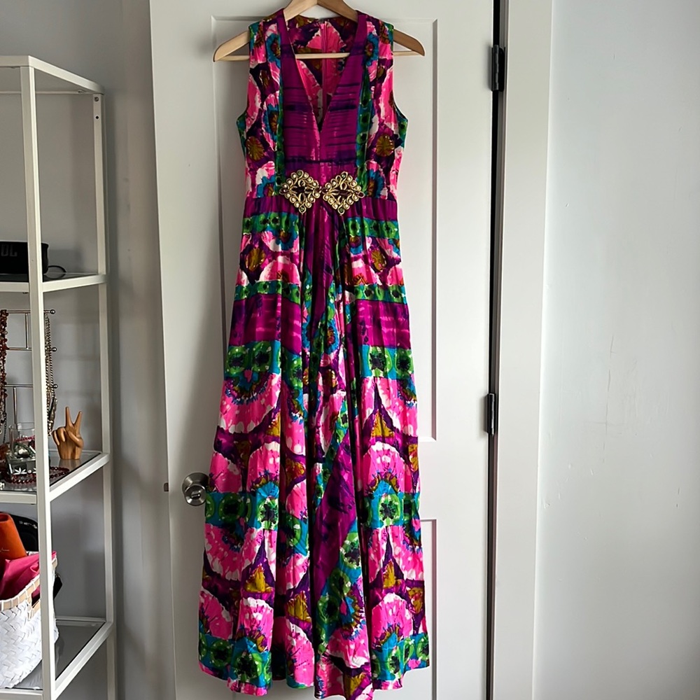 Vintage 1970s psychedelic palazzo pant jumpsuit. RSVP Neiman Marcus. Size small